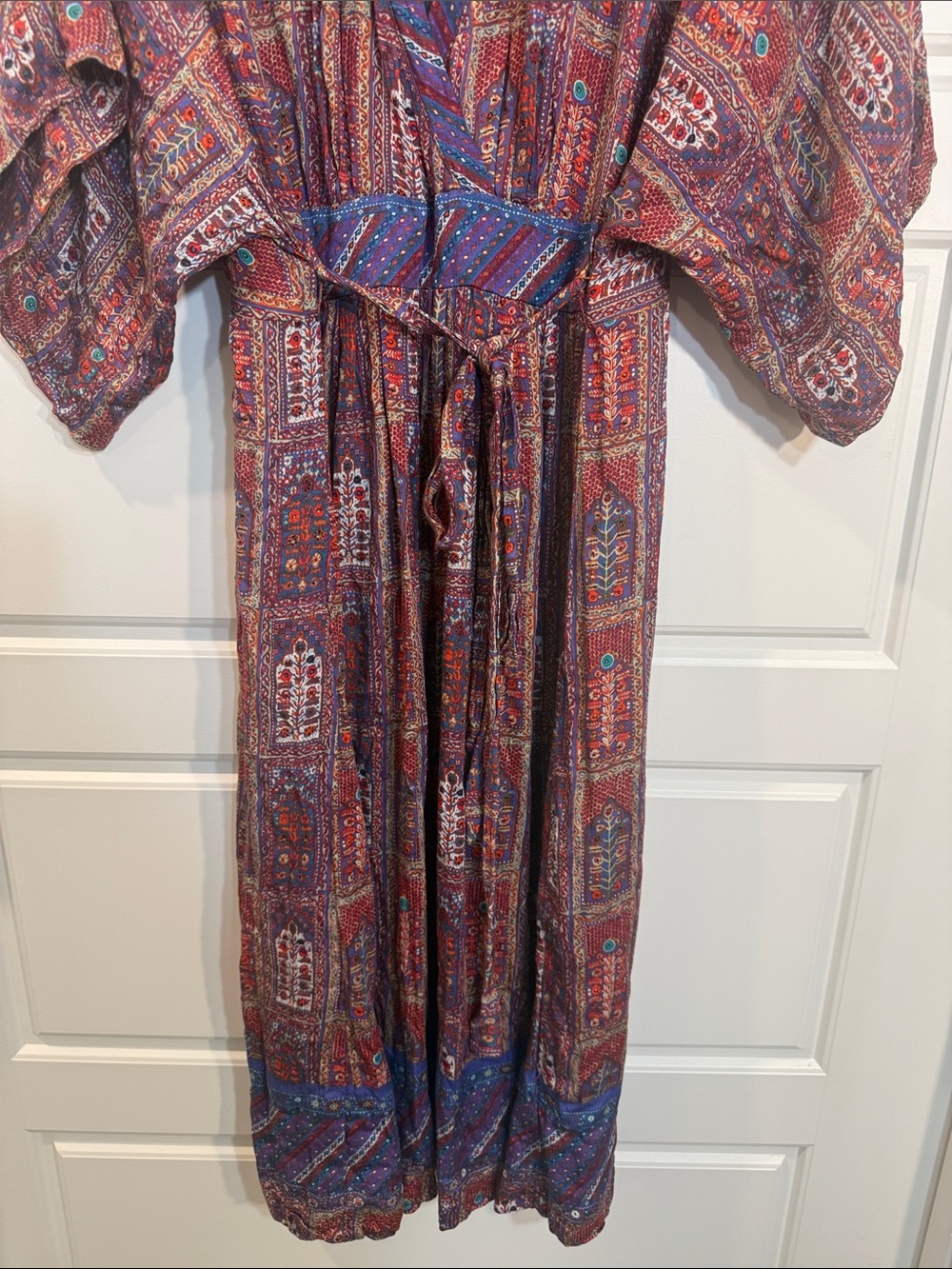 Tiny Anthropologie Omina Kimono Bohemian Print V Neck midi Dress size Medium - Picture 7 of 9